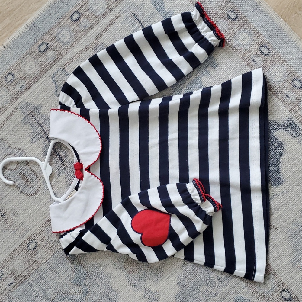 The Beafort Bonnet Company Girls Maude's Elbow Patch Top Shirt Heart Sz2T